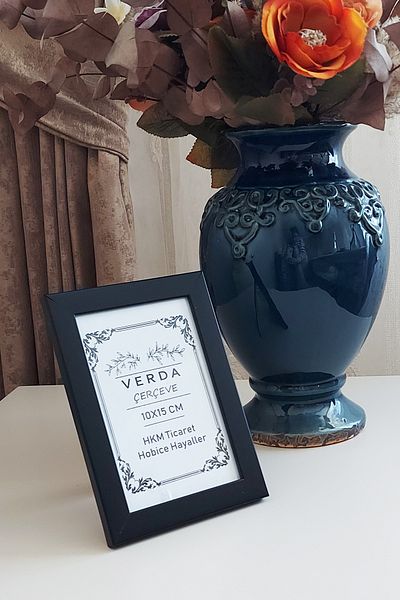 Verda Çerçeve Κορνίζα 10x15 cm! Διακοσμητικό πλαίσιο επιφάνειας εργασίας με γυαλί PVC με ξύλινα πόδια!