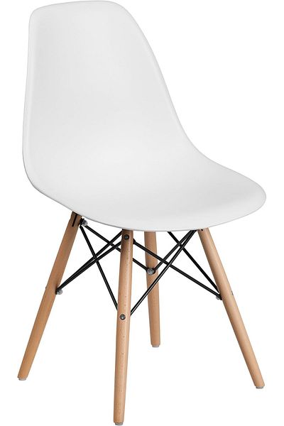 Primo Plus Plastic Office Chair with Wood Legs White 70x40x40cm