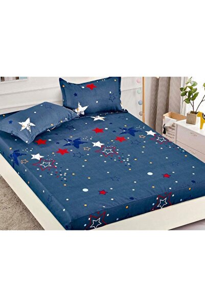 Dormy Set Cearsaf de pat cu elastic si 2 fete de perna, Dormy, Merica, 90x200cm, Finet