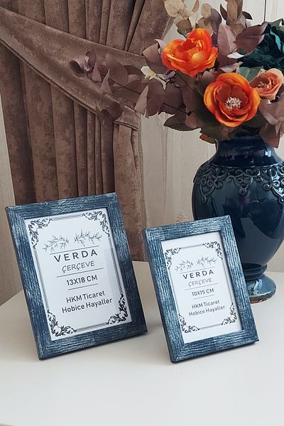 Verda Çerçeve Κορνίζα 2 τεμαχίων 10x15 cm και 13x18 cm κορνίζα φωτογραφιών! Διακοσμητικό πλαίσιο με γυαλί PVC με ξύλινα πόδια!