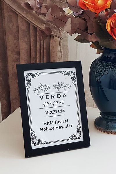 Verda Çerçeve Κορνίζα 15x21 cm! Διακοσμητικό πλαίσιο επιφάνειας εργασίας με γυαλί PVC με ξύλινα πόδια!