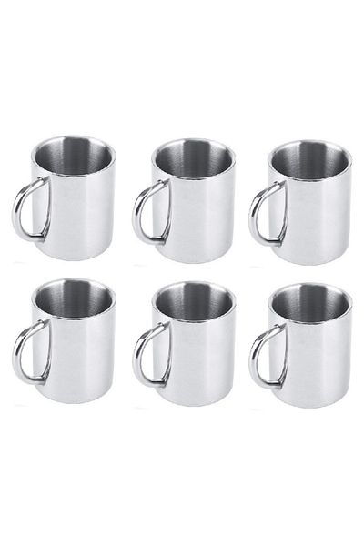 OEM Set 6 Cani din inox, cu pereti dubli, 200 ml