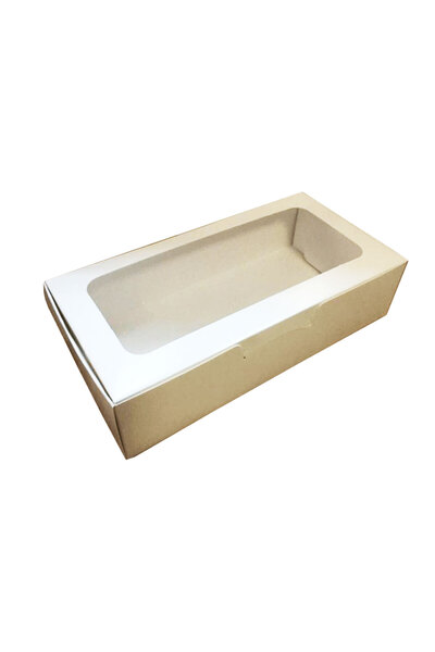 Eminonutoptanci Pencereli Karton Kutu Düz Renk 20X10X5 CM (10 Adet) Beyaz