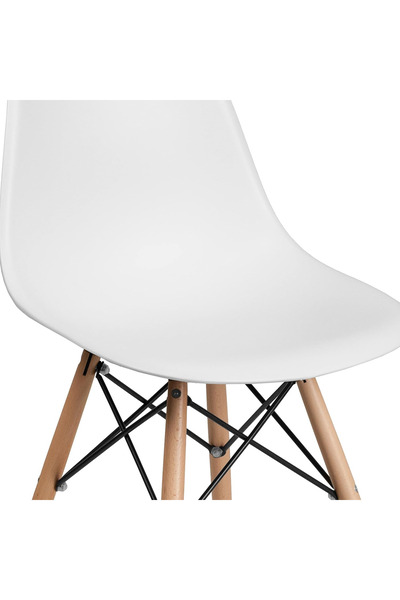 Primo Plus Plastic Office Chair with Wood Legs White 70x40x40cm
