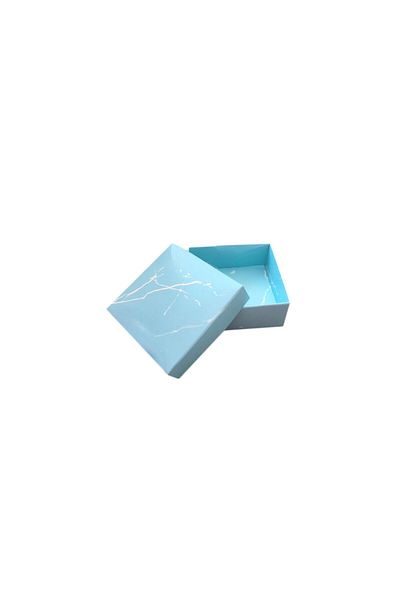 TT Tahtakale Toptancıları Complete Cardboard Box Marble Patterned 8X8X3 cm (50 Pieces) Blue