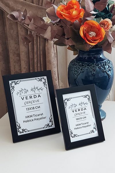 Verda Çerçeve Κορνίζα 2 τεμαχίων 10x15 cm και 13x18 cm κορνίζα φωτογραφιών! Διακοσμητικό πλαίσιο με γυαλί PVC με ξύλινα πόδια!