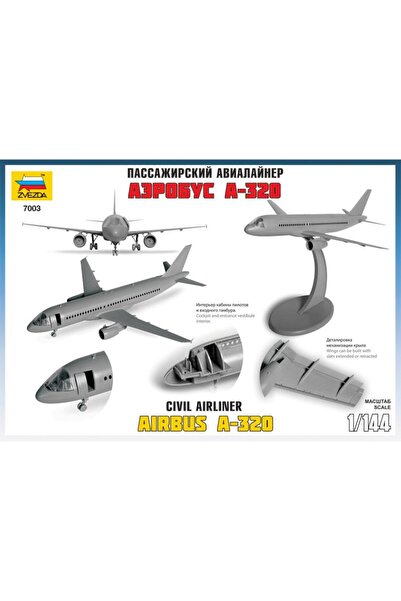 Zvezda 1/144 Airbus A-320 Plastik Uçak Maket Kiti, Demonte Hobi Seti