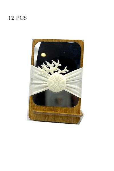 GIFT 12 wooden mirrors with a matching back base (full dozen)