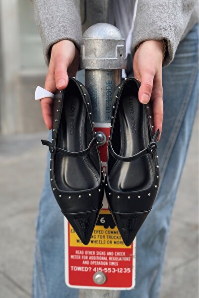 I Love Shoes Γυναικείες μπαλαρίνες Panilo μαύρες με ματ δερμάτινη λεπτομέρεια...