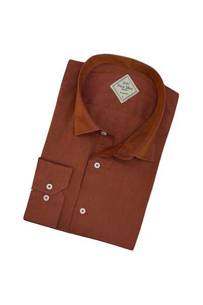 GÖMLEK GALERİSİ Slim Fit Slim Fit Oxford Plain Long Sleeve Men's Shirt