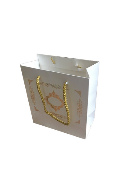 Eminonutoptanci Karton İpsaplı Hediye Çantası Saray Desenli GOLD 15X17X8 10 A...