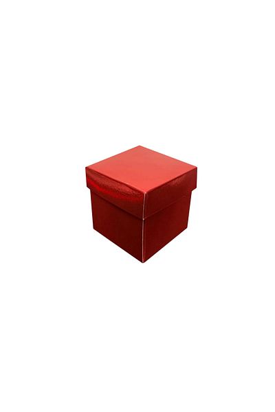 TT Tahtakale Toptancıları Metallized Glossy Complete Carton Box Solid Color 6X6X6 cm (25 Units) Red
