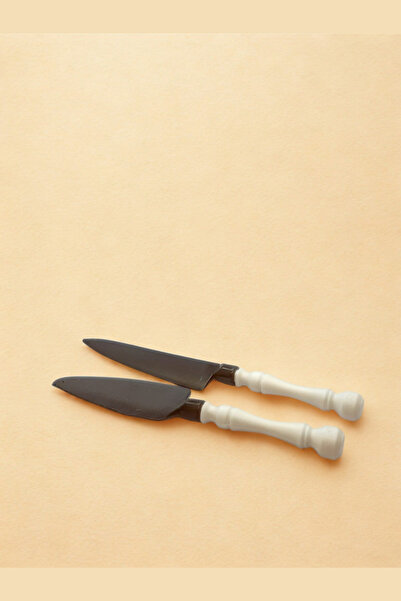 YOMNA 2'li Pasta Servis Seti - Spatula Bıçak Servis Seti - Siyah