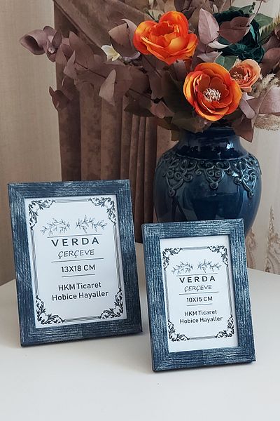 Verda Çerçeve Κορνίζα 2 τεμαχίων 10x15 cm και 13x18 cm κορνίζα φωτογραφιών! Διακοσμητικό πλαίσιο με γυαλί PVC με ξύλινα πόδια!