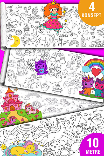 woodhomeworks Dev Boyama Kağıdı Tamamı 10 Metre Rulo Boyama Kağıdı - 4 Farlı ...