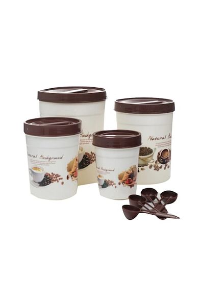 OEM Set 4 recipiente pentru Condimente cu Lingurite si Capace, Plastic