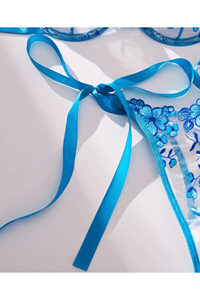 G&H UNDERWEAR Set sutien cu dantelă cu panglică albastră