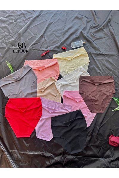 BERBUR 10Lu Laser Cut Seamless Non-Marking Gathering Panties Bikini Lycra Stretchy