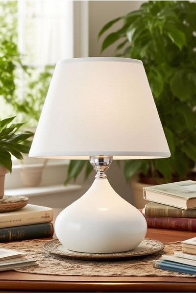 571 Store Elipse Table Lamp Shade Metal Body Fabric Head Lighting