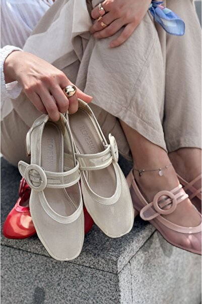 I Love Shoes Cyreya File Bej Toka Detaylı Mary Jane