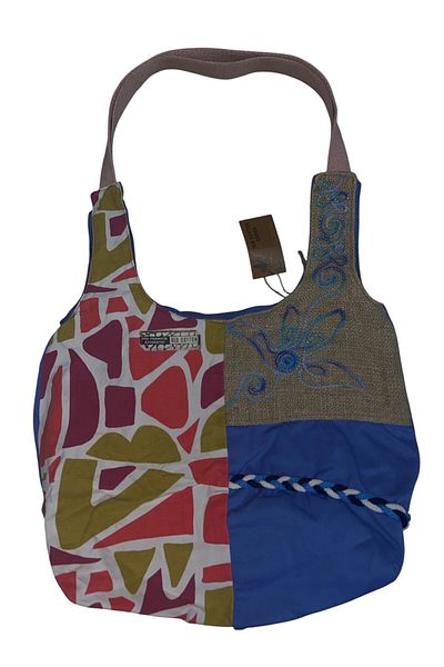 Old Cotton Vintage Colorful Shabby Ethnic Medium Size Beach Casual Women's Shoulder Bag 34 cm X 37 cm