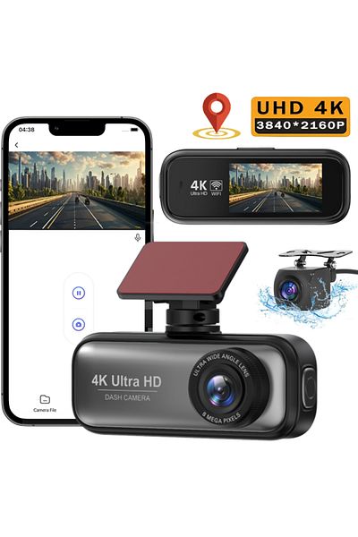 AYCB ™ 4K + 1080P HD Dual Dash Cam, Premium, 170° Wide Angle Front and 140° Rear, Wi-Fi, 24/7
