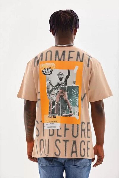 modamtn Unisex Printed Oversize T-Shirt - Beige