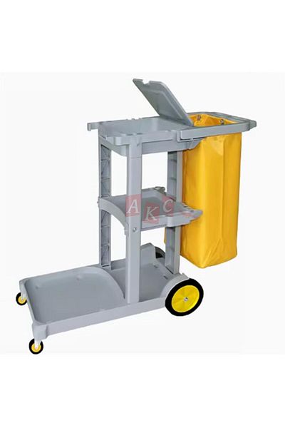 AKC GROUP AKC Multipurpose Cleaning Cart with Cover – Durable 3-Tier Utility Service Trolley with Bag – He