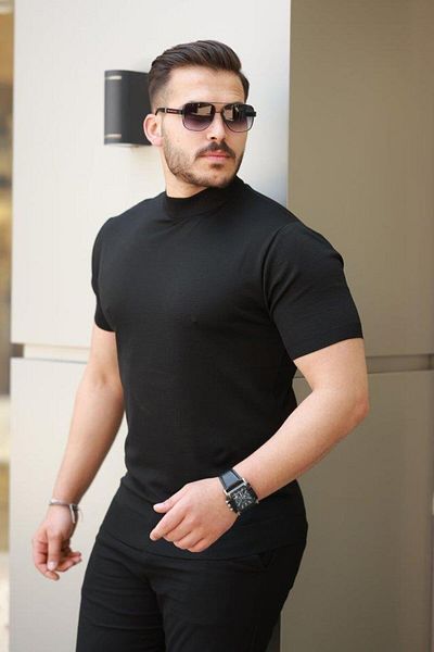 modamtn Men's Half Turtleneck Short Sleeve T-Shirt
