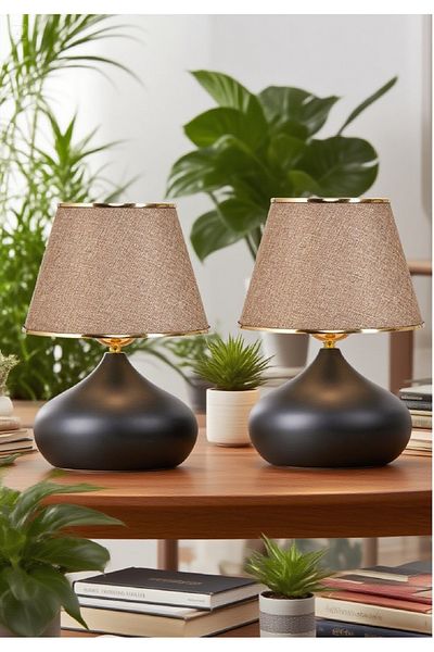 571 Store 2 Pcs Ellipse Table Lamp Shade Metal Body Fabric Head Lighting