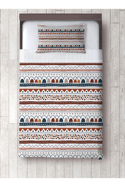 yok yok evim eve dair her şey Ethnic Geometry Patterned Single Pique and Pillowcase Bedspread Set