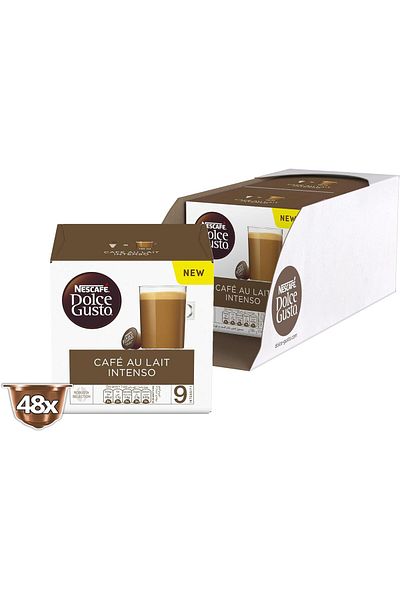 Nescafe NESCAFÉ Dolce Gusto Café au Lait Intense Coffee Capsules, 16 Capsules, 160g, Pack of 3