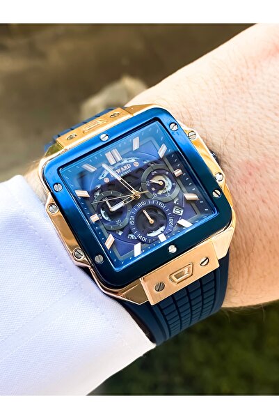 Reward ساعة اليد الرجالية |   حافظة مربعة باللون الأزرق الداكن |   5 أجهزة الصراف الآلي مقاومة للماء |   تصميم أنيق ورياضي