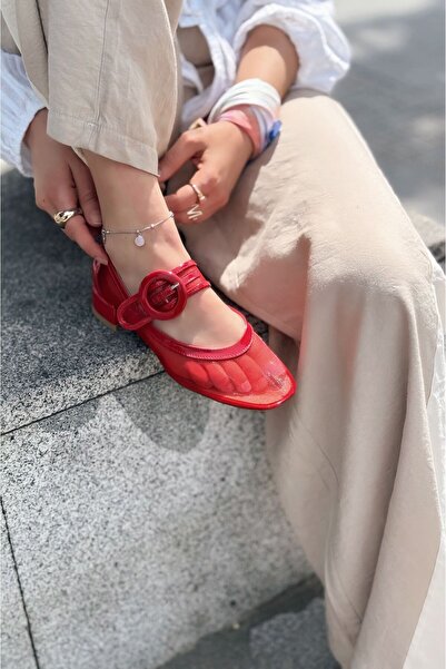 I Love Shoes Mary Jane cu cataramă roșie din plasă Cyreya