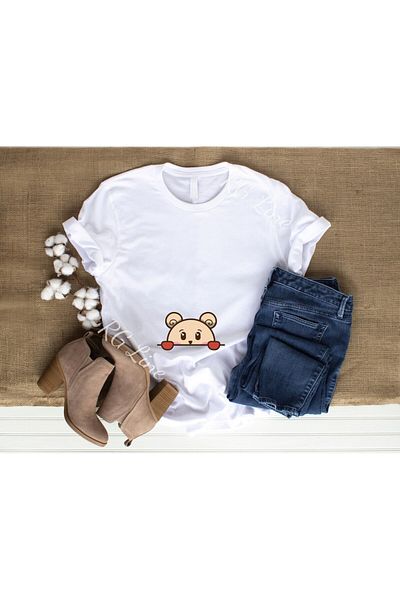 Etiole Studio Cute Teddy Bear Maternity T-Shirt – Baby Announcement & Baby Shower Gift, Funny Expectant Mom Tee