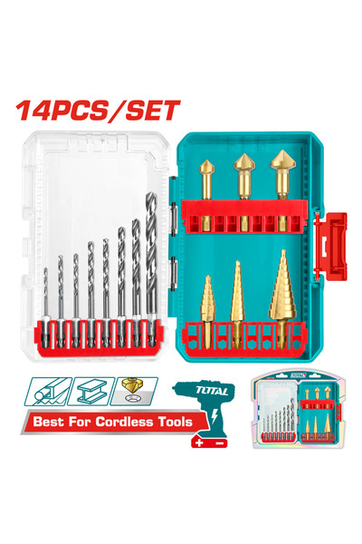 TOTAL 14 PARÇA HSS MATKAP UCU VE KADEMELİ UÇ SETİ TACSDL61401 NMS HIRDAVAT