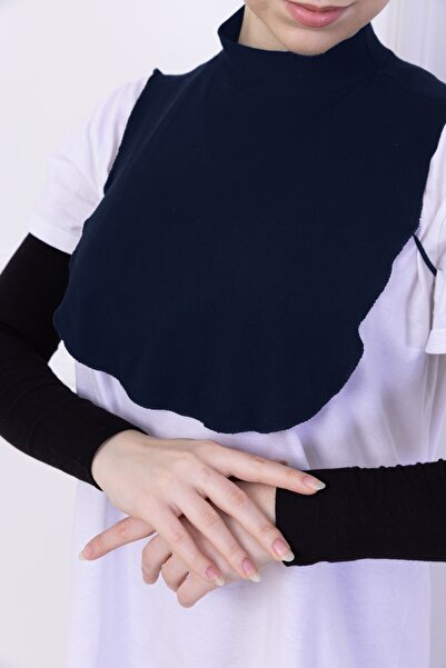 Loggia Γιακάς ζιβάγκο Navy Blue - Γυναικείο Χιτζάμπ Χτενισμένο Βαμβακερό Μισό Σώμα Hijab Προσευχής