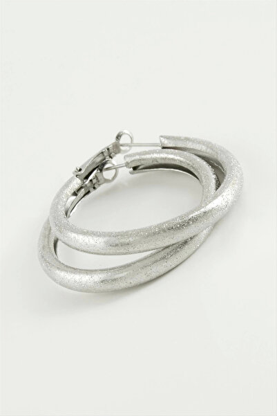 Eco Lounge Silvery Tube Hoop Earrings 5.5 cm