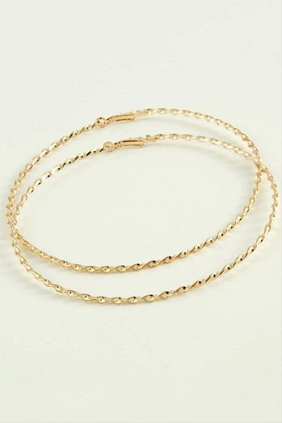 LiderGlobal Twisted Metal Hoop Earrings 8-9-10 cm