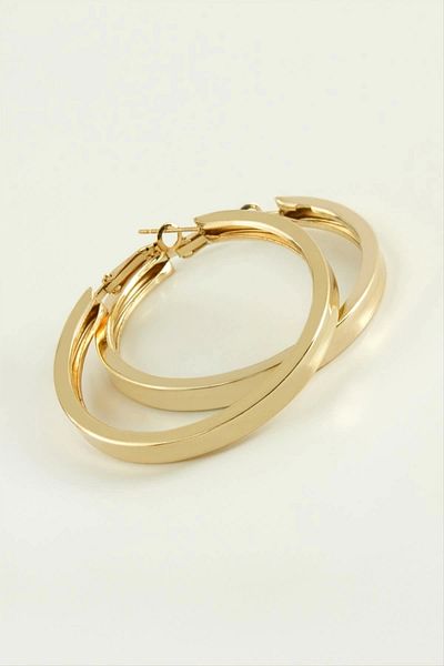 LiderGlobal Square Plain Hoop Earrings 4.5 cm
