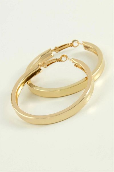 LiderGlobal Square Flat Hoop Earrings 6 cm