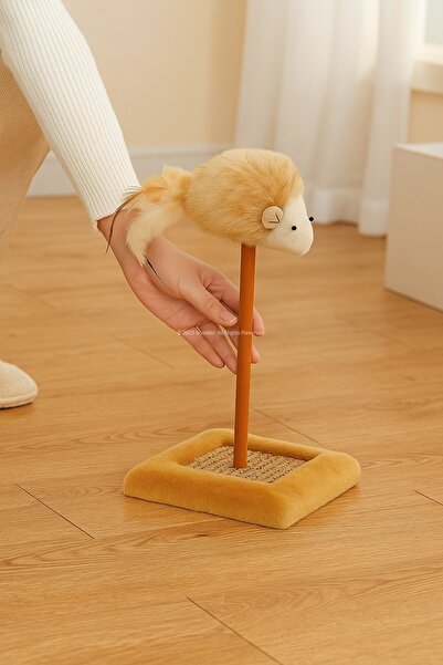 Busstier Hacıyatmaz Cat Scratching Board with Sound and Feather Mouse Head Toy with Sisal Floor