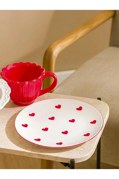 LC Waikiki Πορσελάνινο πιάτο LCW HOME Heart Printed 21 cm (W5)