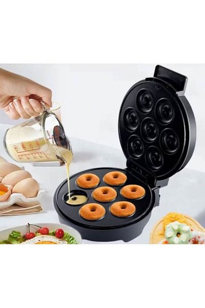 Rovitech Mini aparat electric de făcut gogoși cu plăci antiaderente, indicator luminos, negru - Coshop