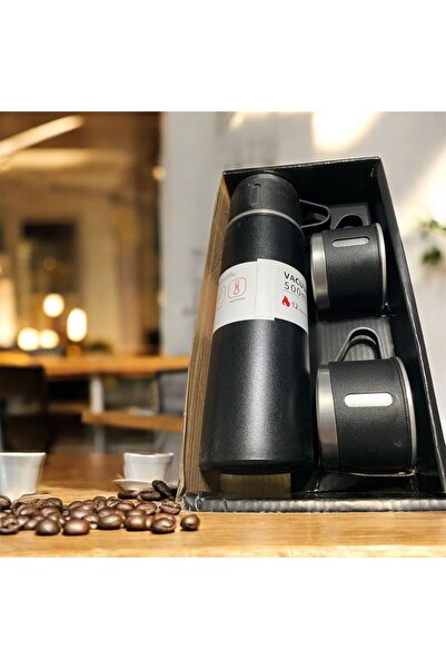 ÇERÇİ MELEK Stainless Steel Thermos and 3-Piece Mug Set