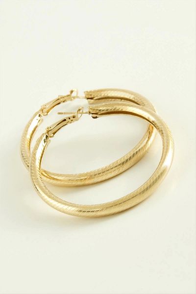 LiderGlobal Striped Pipe Hoop Earring 4.5 cm