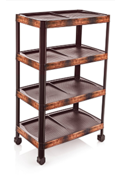 POMSTORE Şık Görünüm Lüks Model Ahşap Desenli 4 Katlı Demonte Ayakkabılık 48x...