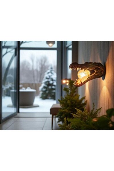CESSTORE Rustic Crocodile Themed Decorative Lighting, Original Design Sconce, Eye-Catching Table Lamp