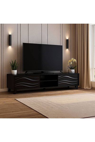 Al Saada Home وحدة تلفزيون فاخرة - 180×40×45 سم - أسود