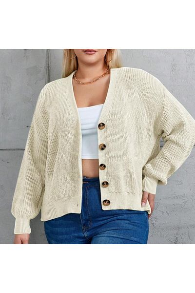 modamtn Women's Five Button Detail Large Size Knitwear Cardigan